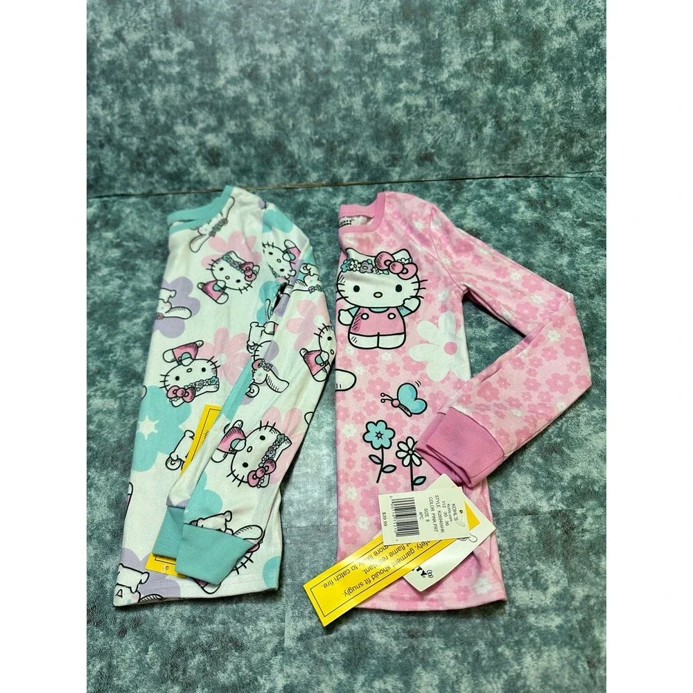 Sanrio Hello Kitty Pink & Pastel Floral Long Sleeve Tops size 8